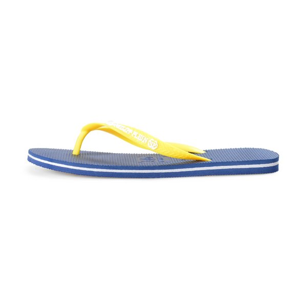 Philipp Plein Men\'s Navy Blue/Yellow Rubber Logo Print Flip Flops Shoes main image 4